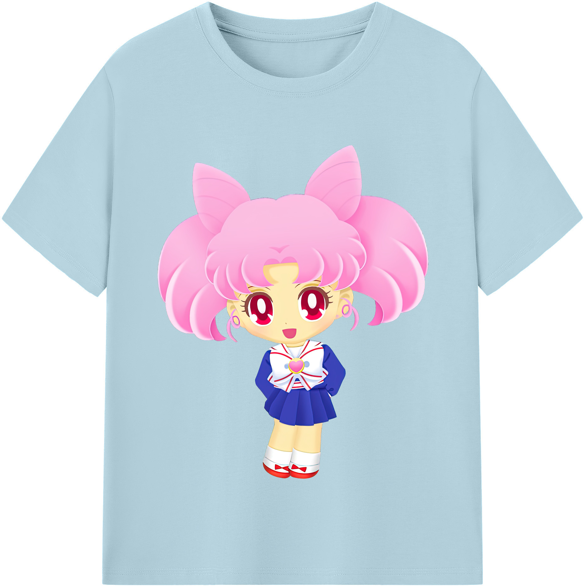 （画像用） 美少女戦士セーラームーン ちびうさ Sailor Moon Chibiusa Tsukino Usagi Small Lady Serenity 綿100％半袖Tシャツ（フロントプリント）